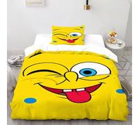 XIKMLSID Big Round Eye Bedding 3D Yellow Printed Duvet Cover European Style 2 Pcs Pure Cotton,Comfortable And Soft,Boys And Girls With Pillowcase Single（135x200cm）