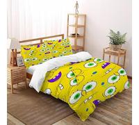 XIKMLSID Big Round Eye Bedding 3D Yellow Printed Duvet Cover European Style 3 Pcs Pure Cotton,Comfortable And Soft,Boys And Girls With Pillowcase Super King（260x220cm）