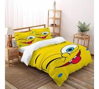 XIKMLSID Big Round Eye Bedding 3D Yellow Printed Microfiber Duvet Cover European Style 3 Pcs Pure Cotton,for Adults,Boys And Girls With Pillowcase Double（200x200cm）