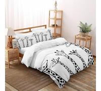 XIKMLSID Black White Giraffe Bedding 3D Cute Animal Printed Duvet Cover 3 Pcs (1 Duvet Cover 2 Pillowcase) 100% Pure Cotton,for Adults No Comforter King（220x240cm）