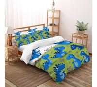 XIKMLSID Blue Dinosaur Double Duvet 3 Pcs Animal Ultra Soft Anti Allergic Non Iron Luxury Microfiber,for Adults,Boys And Girls With Pillowcase Double（200x200cm）