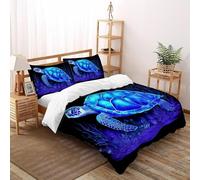 XIKMLSID Blue Sea Turtle Bedding 3D Marine Life Printed Microfiber Duvet Cover European Style 3 Pcs Pure Cotton,Comfortable And Soft,Boys And GirlsDouble(200x200cm)
