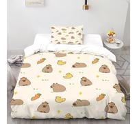 XIKMLSID Capybara CarrotDouble Duvet 2 Pcs Cute AnimalsUltra Soft Anti Allergic Non Iron Luxury Microfiber,for Adults,Boys And Girls With Pillowcase Single（135x200cm）