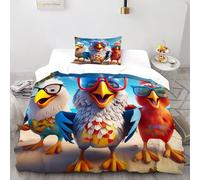 XIKMLSID Cartoon Seagull Kids Girls Bedding Cute Animal Soft Zipper Childrens Full Bed 2 Piece Cover Duvet Quilt Covers And Pillowcases - Small Mildly Cosy Budget Bedclothes Single(135x200cm)