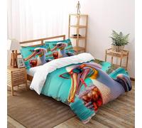 XIKMLSID Cartoon Seagull Kids Girls Bedding Cute Animal Soft Zipper Childrens Full Bed 3 Piece Cover Duvet Quilt Covers And Pillowcases - Small Mildly Cosy Budget Bedclothes Double(200x200cm)