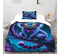 XIKMLSID Cheshire Cat Bedding 3D Cute Animals Printed Duvet Cover 2 Pcs Hypoallergenic (1 Duvet Cover 1 Pillowcase) 100% Pure Cotton,for Adults Single（135x200cm）