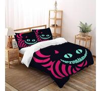 XIKMLSID Cheshire Cat Double Duvet 3 Pcs Animal Ultra Soft Anti Allergic Non Iron Luxury Microfiber,for Adults,Boys And Girls With Pillowcase Double(200x200cm)