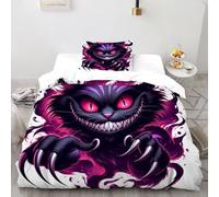 XIKMLSID Cheshire CatDouble Duvet 2 Pcs Animal Ultra Soft Anti Allergic Non Iron Luxury Microfiber,for Adults,Boys And Girls With Pillowcase Single(135x200cm)