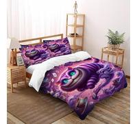 XIKMLSID Cheshire CatDouble Duvet 3 Pcs Animal Ultra Soft Anti Allergic Non Iron Luxury Microfiber,for Adults,Boys And Girls With Pillowcase Super King(260x220cm)
