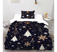 XIKMLSID Christmas TreeDouble Duvet 2 Pcs Christmas Ultra Soft Anti Allergic Non Iron Luxury Microfiber,for Adults,Boys And Girls With Pillowcase Single（135x200cm）