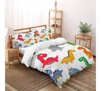 XIKMLSID Colorful Dinosaur Duvet Cover Soft Breathable Microfibre Quilt Cover with 2 Pillowcase Cute Animals Print Pattern 3 Pcs Bedding Set with Zipper Super King（260x220cm）