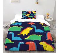 XIKMLSID Colorful Dinosaurs Bedding 3D Wildlife Printed Duvet Cover 2 Pcs Hypoallergenic (1 Duvet Cover 1 Pillowcase) Pure Cotton,for Adults Single（135x200cm）