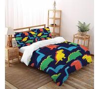 XIKMLSID Colorful Dinosaurs Bedding 3D Wildlife Printed Microfiber Duvet Cover European Style 3 Pcs Pure Cotton,for Adults,Boys And Girls With Pillowcase Super King（260x220cm）