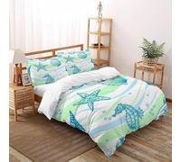 XIKMLSID Cute AnimalsDuvet Cover Soft Breathable Microfibre Quilt Cover with 2 Pillowcase Marine Organism Print Pattern 3 Pcs Bedding Set with Zipper Super King（260x220cm）