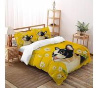 XIKMLSID Dog Daisy Bedding 3D Cute Animals Printed Microfiber Duvet Cover European Style 3 Pcs Pure Cotton,for Adults,Boys And Girls With Pillowcase Double（200x200cm）