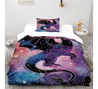 XIKMLSID Fantasy Dragon 2 Pcs DuvetCover Set Animal 3D Teens Soft Comforter Cover Printed with Sheet Pillowcases Single（135x200cm）