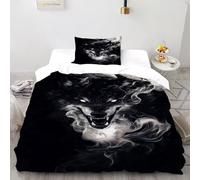 XIKMLSID Fierce Wolf Bedding 3D Wildlife Printed Duvet Cover European Style 2 Pcs 100% Pure Cotton,Comfortable And Soft,Boys And Girls With Pillowcase Single(135x200cm)