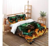 XIKMLSID Flame Wolf Bedding 3D Wildlife Printed Microfiber Duvet Cover European Style 3 Pcs Pure Cotton,Comfortable And Soft,for Adults With Pillowcase Double(200x200cm)