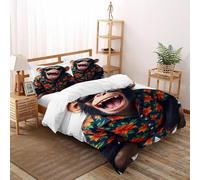 XIKMLSID Funny Monkey 3 Pcs Bedding Animal 3D Printed Design for Kids Soft Comforter Cover with 2 Sheet Pillowcase Double（200x200cm）