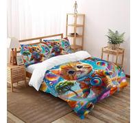 XIKMLSID Ginger Cat Double Duvet 3 Pcs Cute Animals Ultra Soft Anti Allergic Non Iron Luxury Microfiber,for Adults,Boys And Girls With Pillowcase Double(200x200cm)