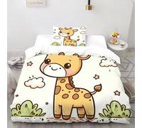 XIKMLSID Giraffe Bedding 3D Cute Animals Printed Microfiber Duvet Cover European Style 2 Pcs 100% Pure Cotton,Comfortable And Soft,for Adults With Pillowcase Single（135x200cm）