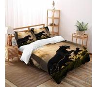 XIKMLSID Jungle Black Panther 3 Pcs Complete Bedding Set 3D Wildlife Design Floral Printed Duvet Cover with Fitted Sheet Pillowcases Soft And Comfortable Pure Cotton Super King（260x220cm）