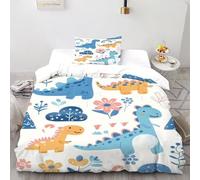 XIKMLSID Little Dinosaur Double Duvet 2 Pcs Cute Animals Ultra Soft Anti Allergic Non Iron Luxury Microfiber,for Adults,Boys And Girls With Pillowcase Single（135x200cm）