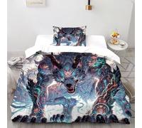 XIKMLSID Magic Wolf 2 Pcs Animal 3D Themed Children And Youth Anti Allergy Soft Duvet Cover Single（135x200cm）