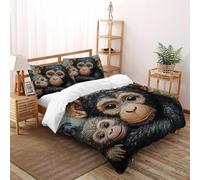 XIKMLSID Monkey Bedding 3D Wildlife Printed Duvet Cover Set European Style Hypoallergenic 3 Pcs 100% Pure Cotton,for Adults,Boys And Girls With Pillowcase Double（200x200cm）