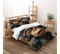 XIKMLSID Monkey Bedding 3D Wildlife Printed Duvet Cover Set European Style Hypoallergenic 3 Pcs Pure Cotton,for Adults,Boys And Girls With Pillowcase King(220x240cm)