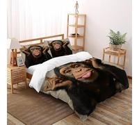 XIKMLSID Monkey Duvet Cover Set Soft Comforter Cover,wildlife Print Pattern 3 Piece Bedding Set with Pillowcase,Quilt Cover with Zipper for Kids Adult,Super King（260x220cm）