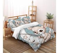XIKMLSID Moon Deer Kids Girls Bedding Cute Animals Soft Zipper Childrens Full Bed 3 Piece Cover Duvet Quilt Covers And Pillowcases - Small Mildly Cosy Budget Bedclothes Double（200x200cm）
