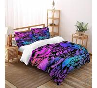 XIKMLSID Purple Skull Duvet Cover Set Soft Comforter Cover,terror Print Pattern 3 Piece Bedding Set with Pillowcase,Quilt Cover with Zipper for Kids Adult,Super King(260x220cm)
