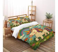 XIKMLSID Rainbow Unicorn Duvet Cover Set Soft Comforter Cover,cute Animals Theme Print Pattern 3 Piece Bedding Set with Pillowcase All Season Quilt Cover with Zipper for Kids Adults,King（220x240cm）