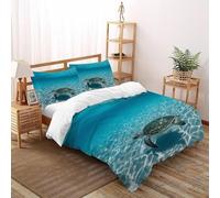 XIKMLSID Sea TurtleDouble Duvet 3 Pcs Ocean Ultra Soft Anti Allergic Non Iron Luxury Microfiber,for Adults,Boys And Girls With Pillowcase Double（200x200cm）