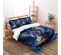 XIKMLSID Starry Sky DragonDouble Duvet 3 Pcs WildlifeUltra Soft Anti Allergic Non Iron Luxury Microfiber,for Adults,Boys And Girls With Pillowcase King（220x240cm）