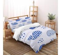 XIKMLSID Whale Duvet Cover Set Soft Comforter Cover,cute Animals Print Pattern 3 Piece Bedding Set with Pillowcase All Season Decor,Quilt Cover with Zipper for Kids Adult King（220x240cm）