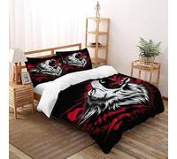 XIKMLSID WildlifeDuvet Cover Soft Breathable Microfibre Quilt Cover with 2 Pillowcase Fierce Wolf Print Pattern 3 Pcs Bedding Set with Zipper King（220x240cm）