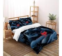 XIKMLSID WildlifeDuvet Cover Soft Breathable Microfibre Quilt Cover with 2 Pillowcase Foxes Heart Print Pattern 3 Pcs Bedding Set with Zipper Super King（260x220cm）