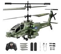 XIKOTEC Apache RC Helicopter Toy for Adults, Remote Control Helicopter Drone with 2 Batteries, LED Lights, One Key Takeoff/Landing, Altitude Hold, Indoor Flying Toy Gifts for Kids Boys 8+ Green