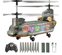 XIKOTEC Military Transport RC Helicopter for Adults, Remote Control Helicopter Toy with 2 Batteries, LED Lights, One Key Take Off/Landing, Altitude Hold, Flying Toy Gifts for Kids Boys 8+