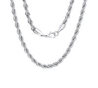 Xikui 18k Real Gold Plated Rope Chain, 6mm 8mm Stainless Steel Twist Chain Necklace, Father's Day Gifts for Men Women 18-24 Inches, 22inch, Stainless Steel, Rhinestone