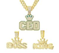 Xikui Cuban Link Chain for Men with 3 Pcs Pendant, Miami Ice Out Diamond Cuban Link Bless King Rich Cross Never Give Up Necklace Hip Hop Jewelry, normal, Alloy Steel, Cubic Zirconia