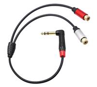 Xilaghy 1/4 inch to Dual RCA Audio Cable 1.6ft, Gold Plated Right Angle 6.35mm Quarter inch Male TRS Stereo Plug to 2 RCA Phono Female Audio Y Splitter Cable,0.5m