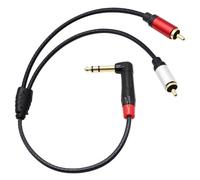 Xilaghy 1/4 inch to Dual RCA Audio Cable 1.6ft, Gold Plated Right Angle 6.35mm Quarter inch Male TRS Stereo Plug to 2 RCA Phono Male Audio Y Splitter Cable,0.5m