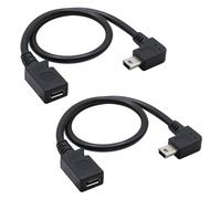 Xilaghy 90 Degree Mini USB to Micro USB Adapter Cable 10.6in Right Angle Mini USB 5P Male to Micro USB 5P Female Charging and Data Sync Cord(2Pack)