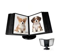 XILANSHMAO 360° rotation Desk Reference Organizer, Space Saving Document Holder, Durable Flip File Display Rack, Efficient Catalog Storage System for Home or Office Use Black 20 pages