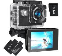 Xilecam Action Camera 1080P Sports Camera 32GB Memory Card Action Cam 4xZoom 131ft Underwater Waterproof Cameras with 2 X Batteries and Multi-Function Accessory(Black)