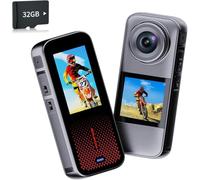 Xilecam Action Camera Dual Screen Sports Camera 32GB Card,Support Rain Protection with 2 X1350mAh Batteries and Multi-Function Accessory（Metallic Gray）