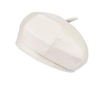 Xilery Lady's Soft PU Leather Beret Cap Women's Winter Beret Flat Hat Cute Drawing Hat (White)